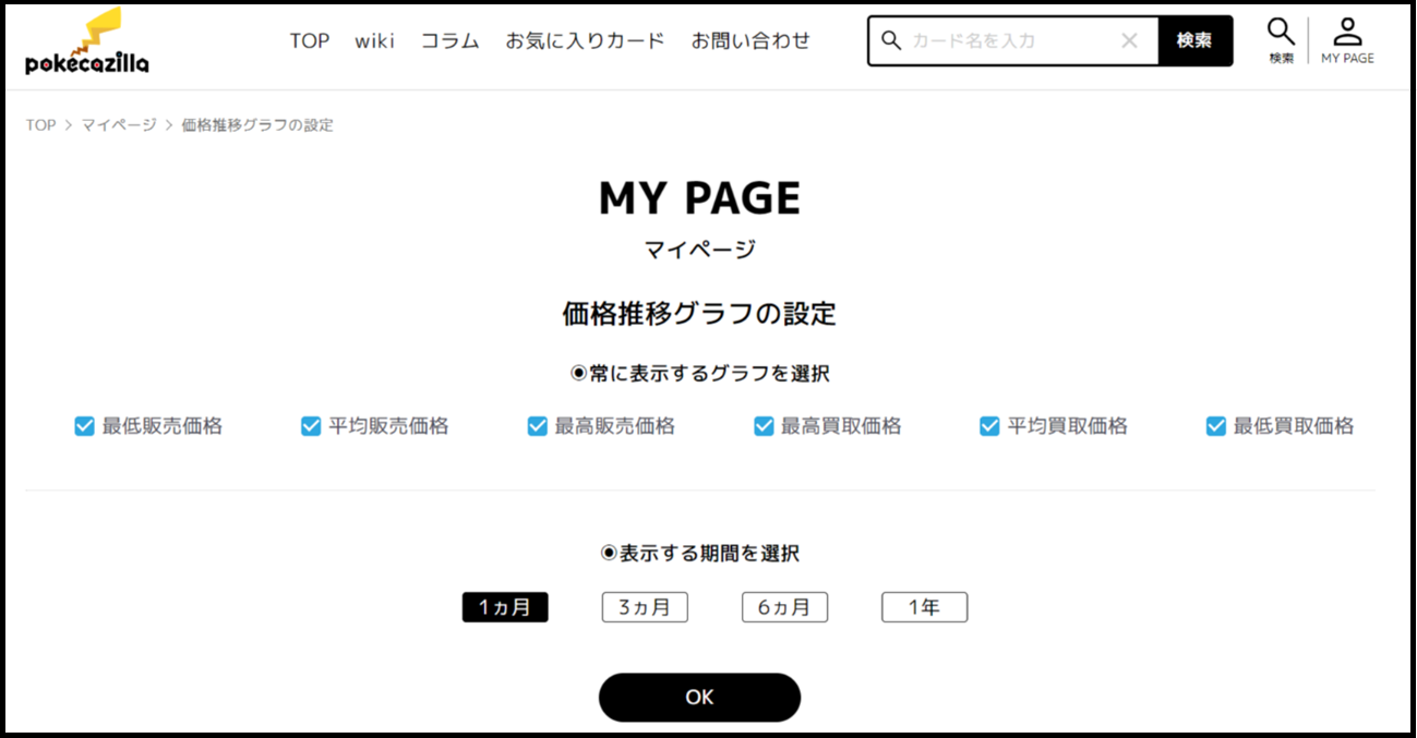 価格推移グラフのカスタマイズ