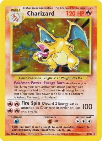 ポケカのベースセットのリザードンカード